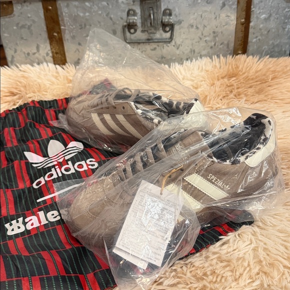NWT! Adidas x Wales Bonner Handball Spezial Sneakers Taupe Suede w/ Cow Print - Picture 6 of 7